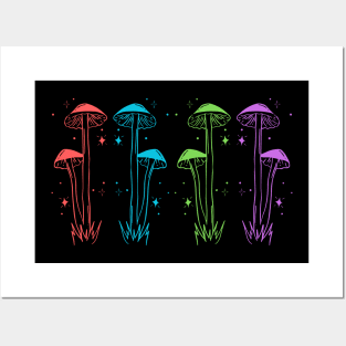 colorful mushrooms Posters and Art